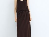 Топ изо льна на бретелях, Коричневый