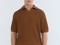 Поло из текстурной ткани, Желтый
