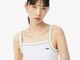 Женская хлопковая майка Lacoste с контрастными акцентами