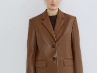 Однобортный жакет из искусственной кожи, Оранжевый