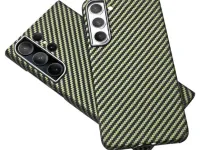 Чехол-накладка Kzdoo Keivlar Case для Samsung Galaxy S23+ карбоновый (черно-зеленый в полоску)
