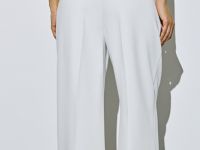 Прямые брюки со складками, Белый
