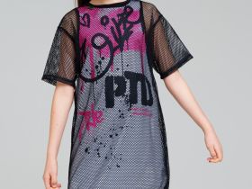 Комплект трикотажный для девочек: платье-футболка, туника