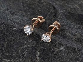 Пусеты из красного золота с бриллиантами э0201пс05112600