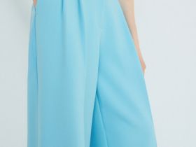 Брюки из поливискозы со складками, Голубой