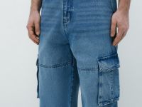 Джинсы Baggy с карго-карманами, Голубой