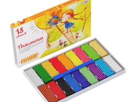 Набор пластилина Гамма "Оранжевое солнце" 18 цветов (6 классич., 6 флуор., 6 перл.), 216г, со стеком