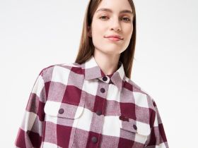 Женская хлопковая рубашка Lacoste в клетку