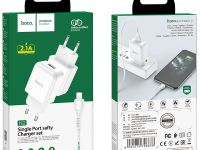Сетевое зарядное устройство Hoco (N2) Vigour USB/2.1A + кабель Lightning (белый)