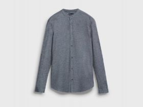 Рубашка с воротником мао, Серый
