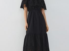 Сарафан из хлопка с объёмной оборкой, Черный