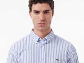 Мужская рубашка Lacoste приталенного кроя в полоску