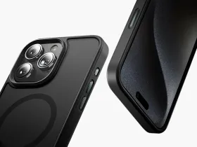 Чехол-накладка Mosbros Mag Comfortable для Apple iPhone 15 Pro пластиковый прозрачно-черный (черная рамка)