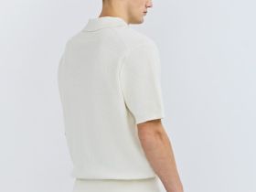 Поло из текстурной ткани, Белый