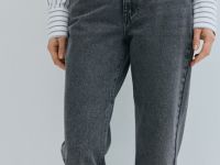 Джинсы Mom с высокой посадкой, Серый