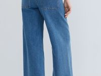 Укороченные широкие джинсы, Синий