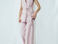 Широкие брюки со льном, Розовый