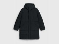 Удлинённая утеплённая куртка с капюшоном, Черный