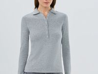 Джемпер поло из пряжи с модалом, Серый