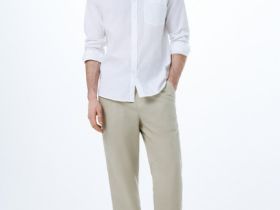 Брюки изо льна, Бежевый