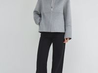 Бомбер из пальтовой ткани, Серый