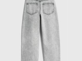 Джинсы объёмного кроя для девочек, Серый