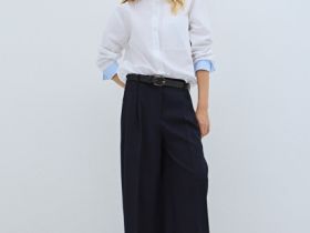 Рубашка из хлопка с контрастными манжетами, Белый