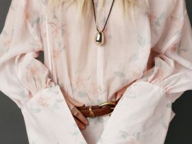 Блузка из тенселя с завязками, Розовый