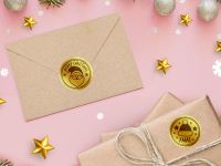 Наклейки с тиснением в рулоне "Mary Christmas", 500 шт, 2,5 х 2,5 см