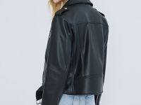 Куртка-косуха из искусственной кожи, Черный