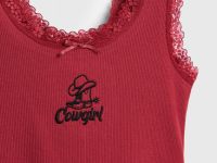 Майка в рубчик с кружевом для девочек, Красный