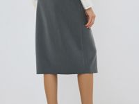 Прямая юбка миди на запах, Серый