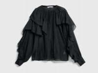 Блузка из лиоцелла с рюшами, Черный