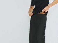 Юбка макси из сатина, Черный