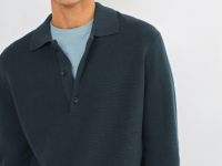 Вязаное поло с длинным рукавом, Зеленый