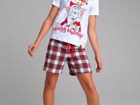 Комплект для девочек: фуфайка трикотажная (футболка), шорты текстильные