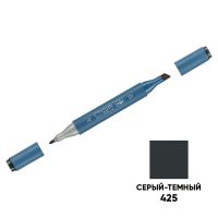 Маркер двусторонний для скетчинга Гамма "Студия", серый темный, корпус трехгранный, пулевид./клинови