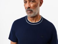 Мужская футболка Lacoste с воротником в полоску из эластичного хлопка