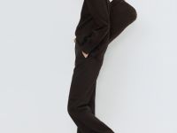 Прямые брюки из искусственной замши, Коричневый