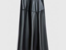 Асимметричная юбка миди из искусственной кожи, Черный