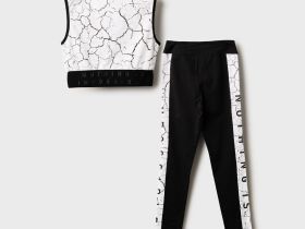 Комплект трикотажный для девочек: топ, брюки (легинсы)