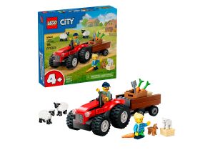 City 60461_L Конструктор Красный фермерский трактор с прицепом и овцами