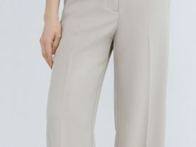 Прямые брюки с эластичным поясом, Бежевый
