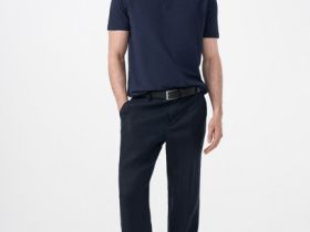 Поло из текстурированной ткани, Синий