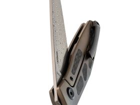 Складной нож Kansept Cru сталь Damascus, рукоять Bronze Titanium/Twill Carbon Fiber