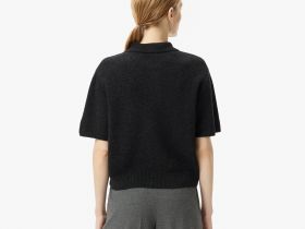 Женская кофта Lacoste с коротким рукавом и воротом на молнии классического кроя