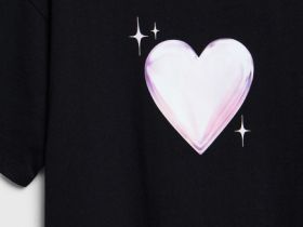 Футболка с принтом для девочек, Черный