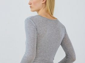 Боди с длинным рукавом, Серый