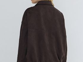 Бомбер из искусственной замши, Коричневый