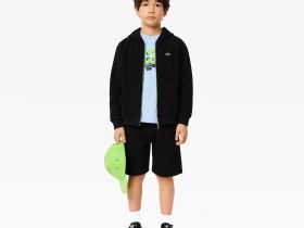 Детская флисовая толстовка Lacoste на молнии с капюшоном